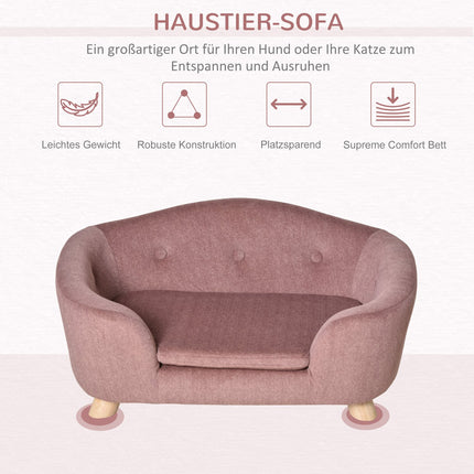 Šuns Guolis, Šuns Sofa, Šuns Kilimėlis Su Pagalvėle, Pliušinis Putplastis, Pušies Mediena, Rožinis, 70 X 47 X 30 Cm