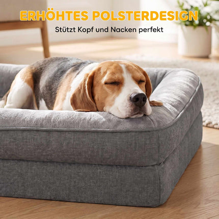 Dog Bed with Raised Edges and Non-Slip Base, 91 x 68 x 16 cm, Washable Cover