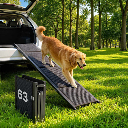Dog Car Ramp, 63 In Folding, Non-Slip Felt, 250 Lb