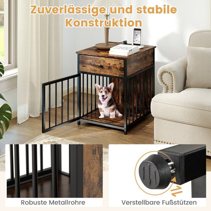 Šunų narvelio baldai su įkrovimo stotimi ir stalčiumi