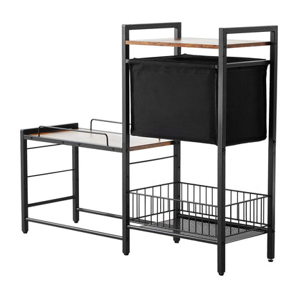Dog Feeding Station with Storage, 4 Adjustable Heights, Black