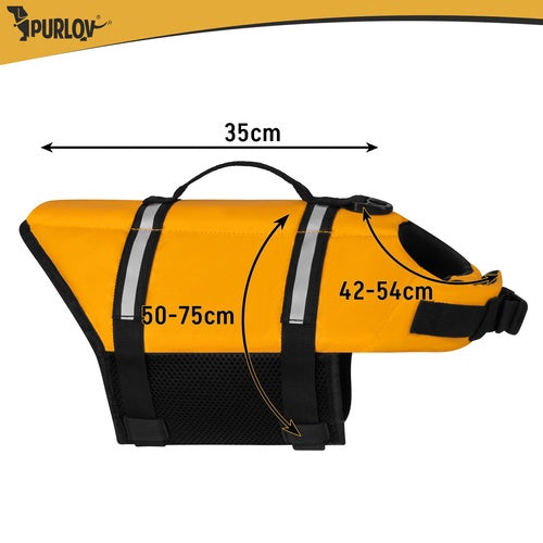Šuns gelbėjimosi liemenė L, geltona, 10-20 kg, šviesą atspindinti