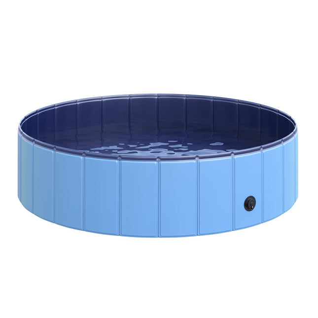 Didelis vaikų baseinas šunims, pagamintas iš PVC ir medžio, mėlynas, Ø120 x 30 cm, vėsinantis vasarą