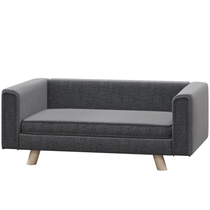 Šuns sofa, šuns guolis su iškiliu dizainu, nuimamas, skalbiamas užvalkalas, augintinio sofa su medinėmis kojelėmis, mažiems / vidutinio dydžio šunims, pilka