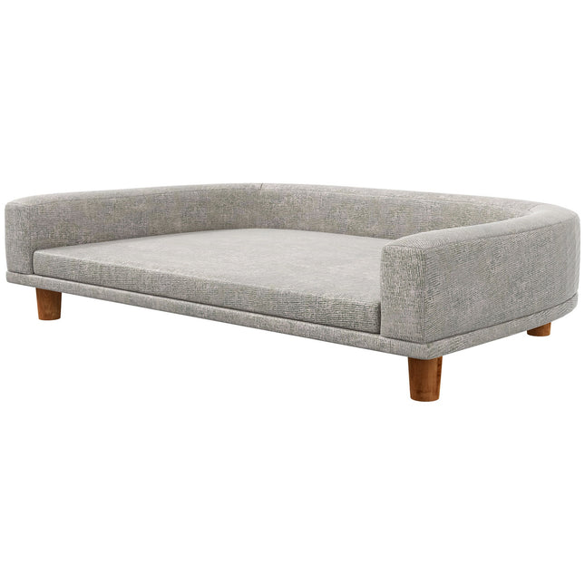 Šuns sofa, naminių gyvūnėlių sofa, katės sofa su pagalvėle, šuns guolis dideliems šunims, šuns sofa su pakeltu dizainu, šuns kėdė su medinėmis kojelėmis, pilka, 98 x 67 x 25 cm