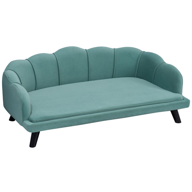 Šuns Sofa Augintinio Sofa Su Atlošu Ir Medinėmis Kojelėmis, Minkštu Užvalkalu, Kačių Sofa, Žalia, 98,5 X 60,5 X 35,5 Cm