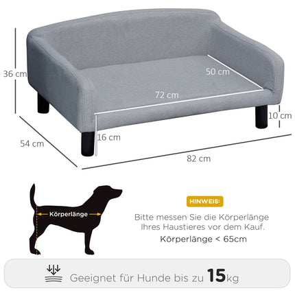 Šuns sofa, stilinga, augintinio sofa su uždangalu ir medinėmis kojelėmis, 82x54x36 cm