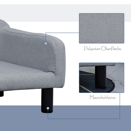 Šuns sofa, stilinga, augintinio sofa su uždangalu ir medinėmis kojelėmis, 82x54x36 cm