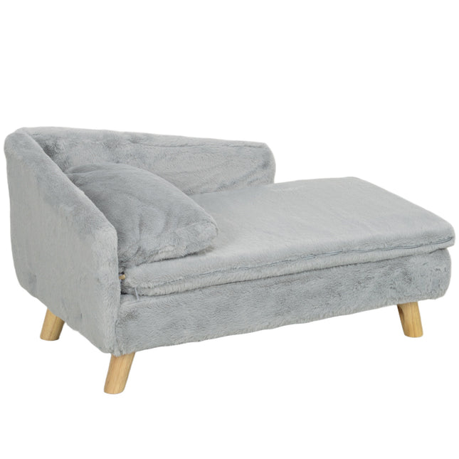 Šuns sofa vidutinio dydžio šunims, šuns guolis su nuimama ir plaunama pagalvėle, augintinio sofa su medinėmis kojelėmis, pakeltas dizainas, 15 kg, šviesiai pilka