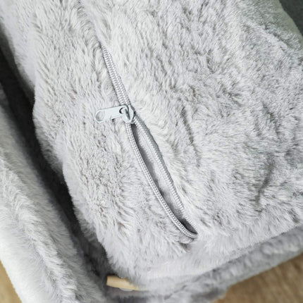 Šunų sofa vidutinio dydžio šunims, šunų guolis su nuimama ir plaunama pagalvėle, augintinių sofa su medinėmis kojelėmis, pakeltas dizainas, 20 kg, šviesiai pilka