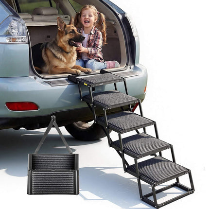 Dog Stairs For Car, 5-Step Foldable Non-Slip, 200 lb