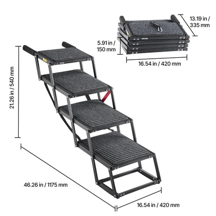 Dog Stairs for Car, 4-Step Foldable Non-Slip, 200 Lb