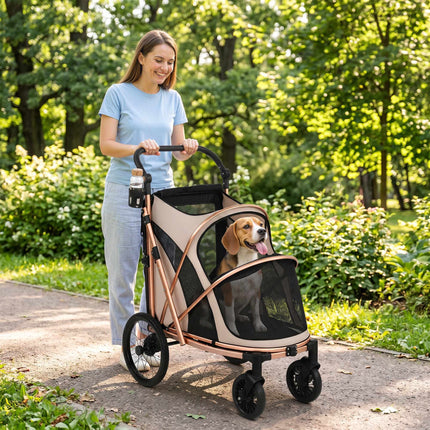 Šunų vežimėlis, sulankstomas, 360° pasukami ratai, iki 20 kg