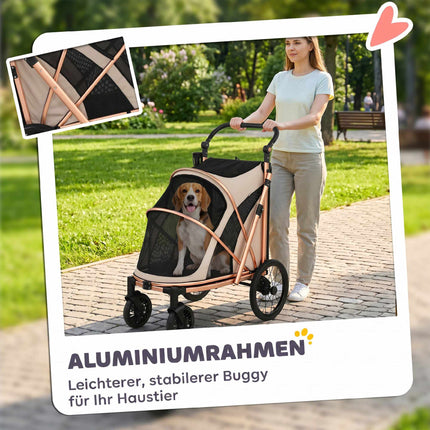 Šunų vežimėlis, sulankstomas, 360° pasukami ratai, iki 20 kg