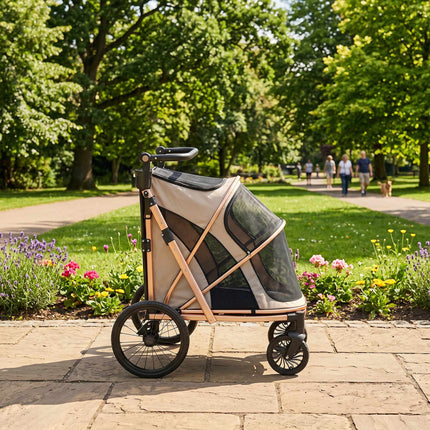 Šunų vežimėlis, sulankstomas, 360° pasukami ratai, iki 20 kg