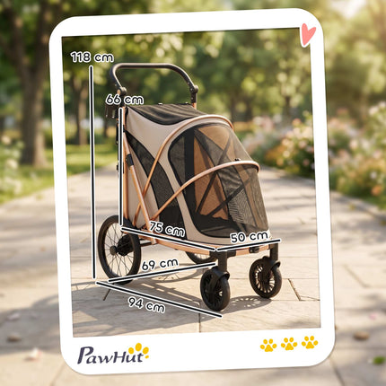 Šunų vežimėlis, sulankstomas, 360° pasukami ratai, iki 20 kg