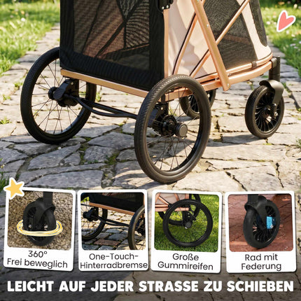 Šunų vežimėlis, sulankstomas, 360° pasukami ratai, iki 20 kg