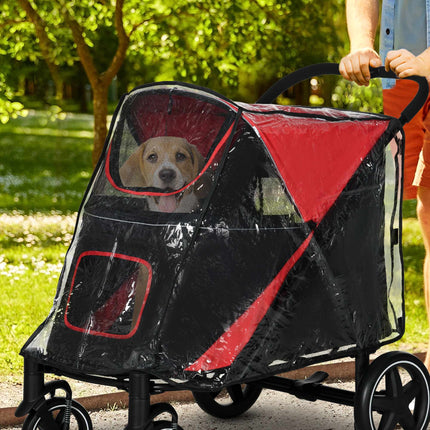 Dog Stroller Rain Cover with Rear Opening, Foldable, Transparent