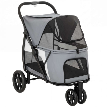 Šunų vežimėlis su visureigiais ratukais, sulankstomas, 20 kg talpa