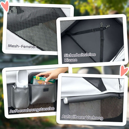 Dog buggy foldable for dogs & cats up to 30 kg 110 x 65 x 102 cm dark grey