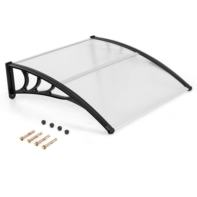 Durų stogelis 102x99 cm, aliuminis ir polikarbonatas, sidabro spalvos