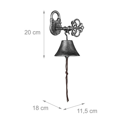 Durų skambutis iš ketaus „Raktas“, sidabrinis