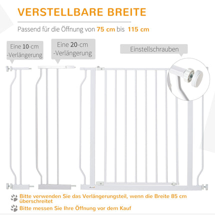 Adjustable dog and baby gate - No-Drill, Black, 75-115 cm