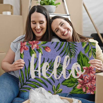 Kokoso spalvos durų kilimėlis „Hello“