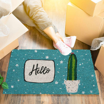 Kokoso spalvos durų kilimėlis „Hello“
