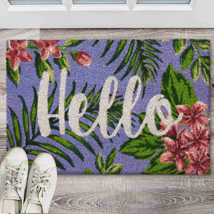 Kokoso spalvos durų kilimėlis „Hello“