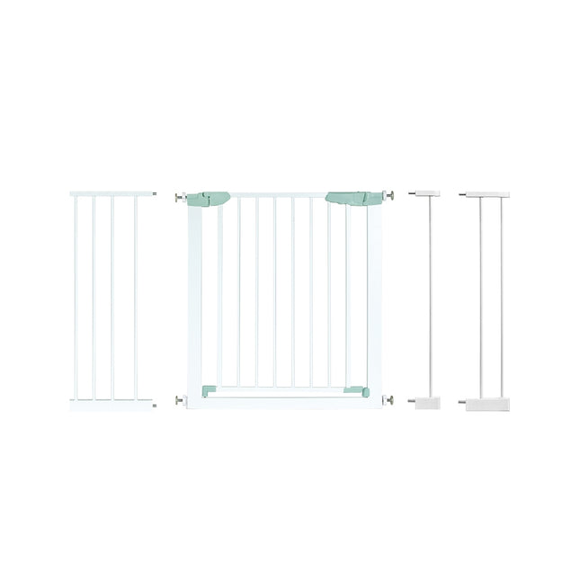 Apsauginiai varteliai kūdikiams, 80-132 cm, metaliniai laiptų varteliai be gręžimo, 80-130 x 2 x 76 cm, balti