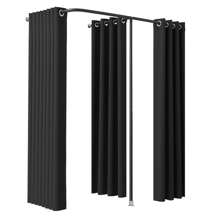 Double Fitting Room with Curtains, 200 x 100 x 200 cm, Black