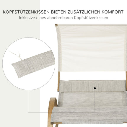 Outdoor rocking sun lounger with larch roof, grey/white