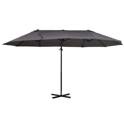 Dvigubas skėtis nuo saulės, su alkūniniu mechanizmu, reguliuojamas sodo skėtis, apsauga nuo saulės, metalas, tamsiai pilkas, 440 x 270 x 250 cm