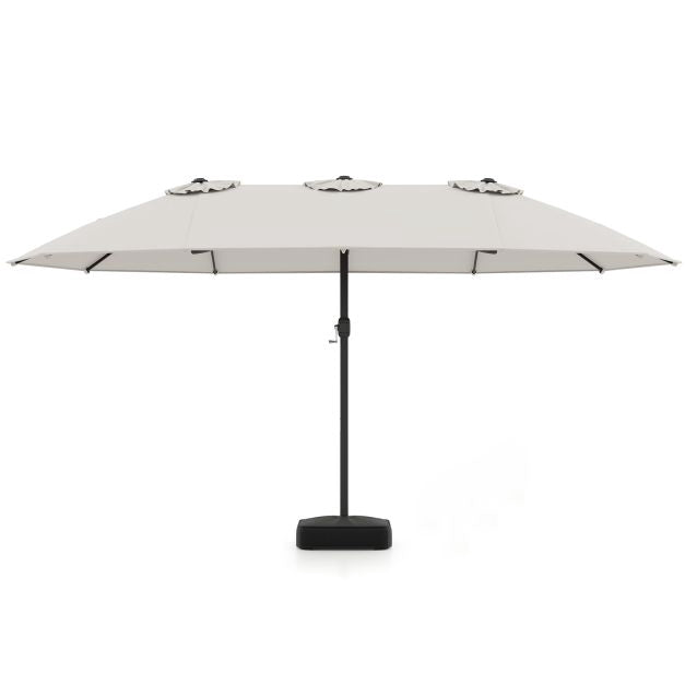 Dvipusis kiemo skėtis su pagrindu, smėlio spalvos, 464 cm