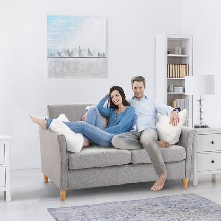 Dvigulė sofa, patogi sofa, nuimama su pagalvėlėmis, lininė, šviesiai pilka, 141 x 65 x 78 cm