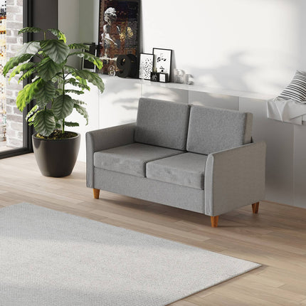 Dvigulė sofa, patogi sofa, nuimama su pagalvėlėmis, lininė, šviesiai pilka, 141 x 65 x 78 cm