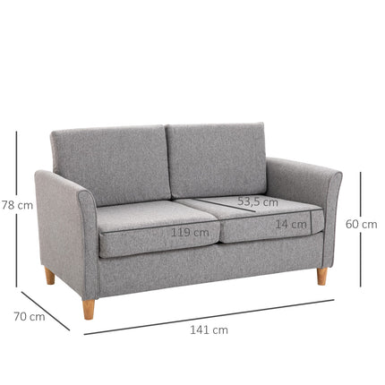 Dvigulė sofa, patogi sofa, nuimama su pagalvėlėmis, lininė, šviesiai pilka, 141 x 65 x 78 cm