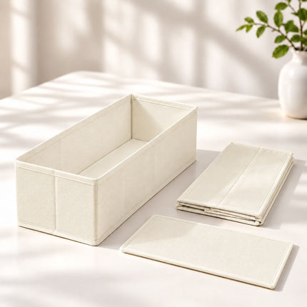 Drawer Organiser 8-Piece Set with Divider Boxes, Cream, Non-Woven Fabric