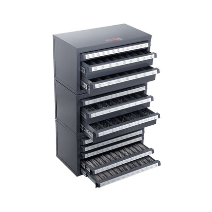 Drill Bit Organizer Cabinet Set, 3-Piece, Stackable