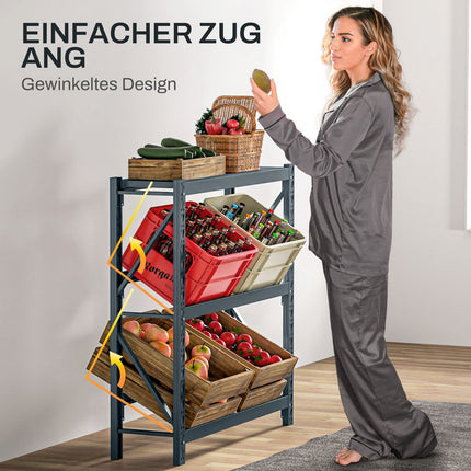 Gėrimų dėžių lentynėlė 6 dėžėms, 110 x 30 x 110 cm, laisvai pastatoma gėrimų lentynėlė su reguliuojamo aukščio lentynėlėmis, dėžių lentynėlė su apsauga nuo apvirtimo