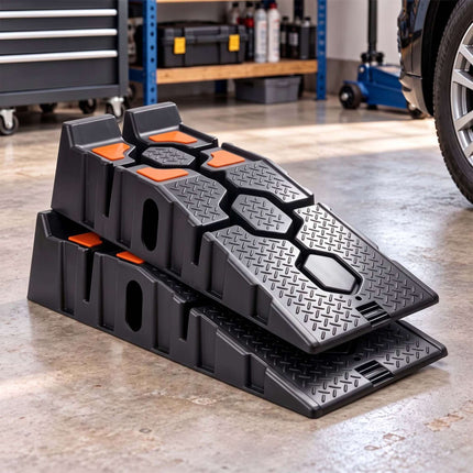 Drive-On Car Ramps with Integrated Wheel Stop, Set of 2, 5-Tonne Capacity