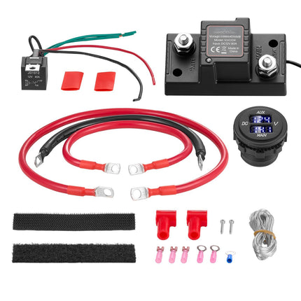 Dual Battery Isolator Kit, 12V 80A VSR, LCD Voltmeter