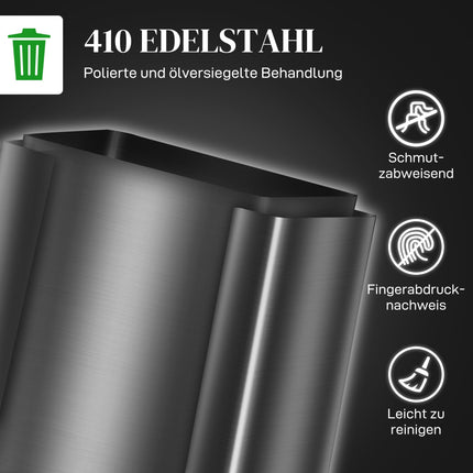 Dviejų skyrių virtuvės šiukšliadėžė, 60 l, nerūdijančio plieno