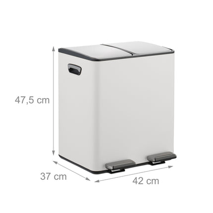 Dviejų skyrių šiukšliadėžė su pedalu, 2 x 15 l, švelnaus uždarymo sistema