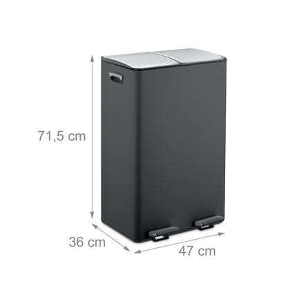 Dviejų skyrių šiukšliadėžė su pedalu, 2 x 30 l talpa