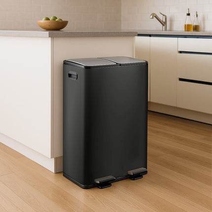 Dviejų skyrių šiukšliadėžė su pedalu, 2 x 30 l talpa