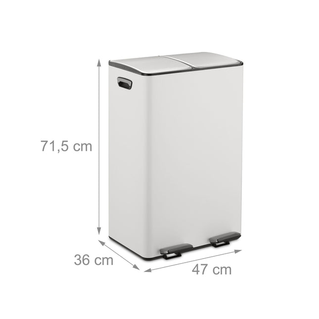 Dviejų skyrių šiukšliadėžė su pedalu, 2 x 30 l talpa