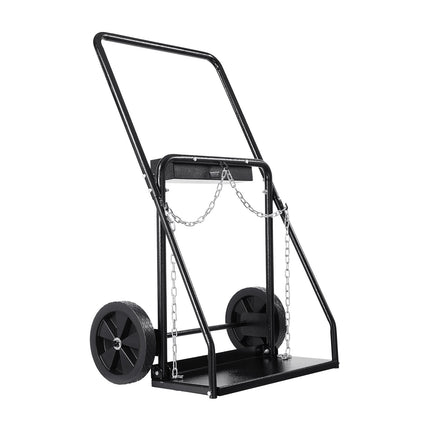 Dual Welding Cylinder Cart, 440 Lb, 10 In Wheels, Safety Chains