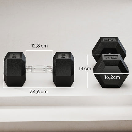 Hantelis, 35 kg, neslystanti rankena, juodas/sidabrinis